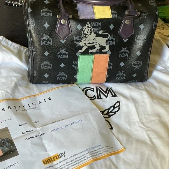 MCM Princess Visetos Coated Canvas Satchel with COA PRISTINE - Picture 13 of 15